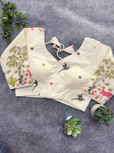 Light Pink Handloom Khadi Cotton Saree With Embrodery Work Stitched Blouse